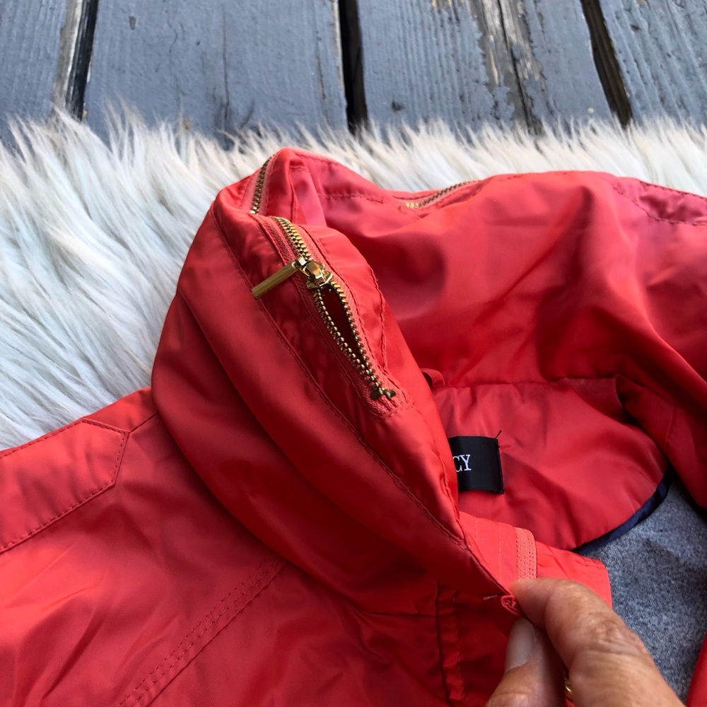 Ellen Tracy Hooded Belted Coral Pink Red Utility Jacket Windbreaker size PM - Picture 5 of 14